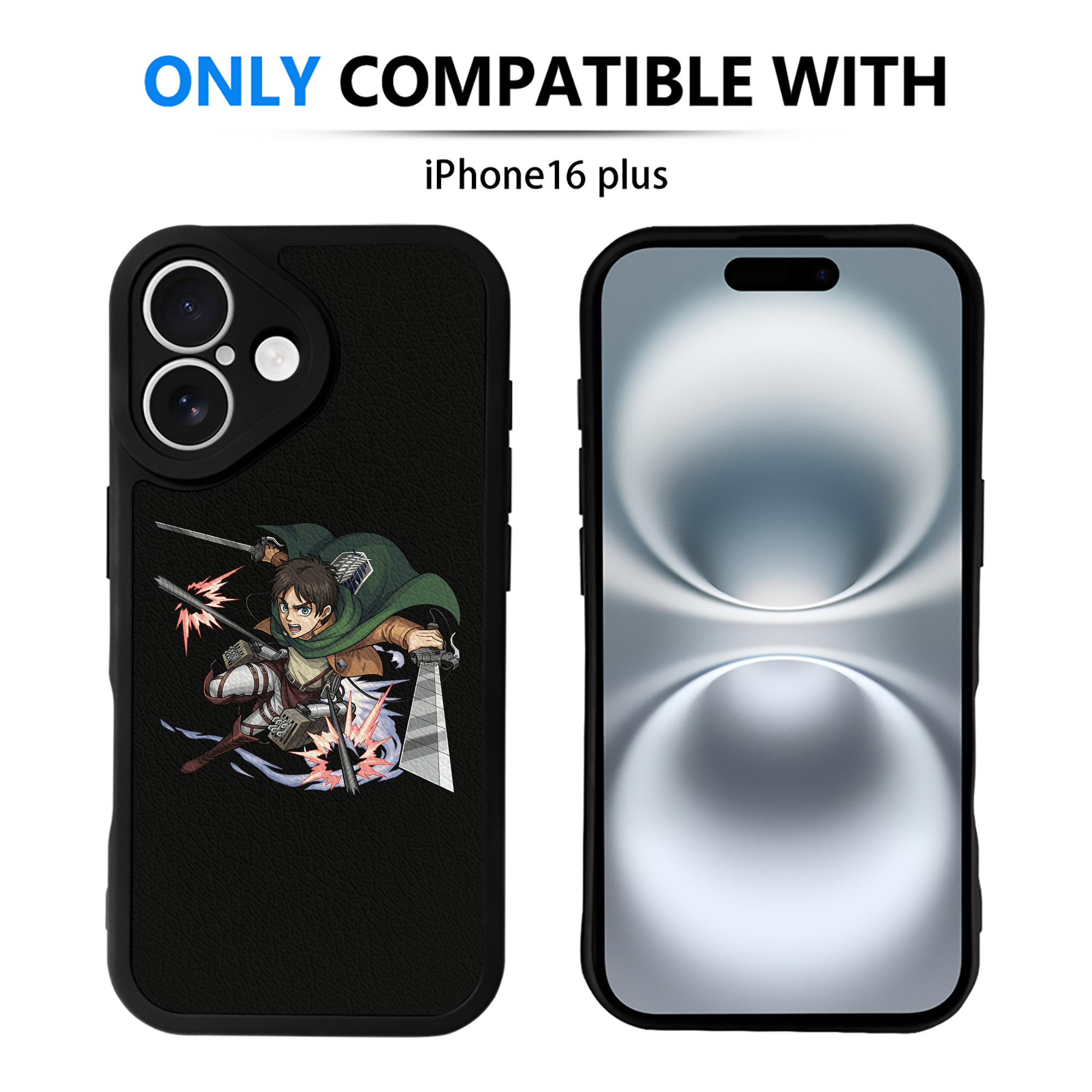 （画像用） 進撃の巨人 エレン･イェーガー Attack on Titan Eren Jäger 【iPhone 16シリーズ対応】シリコンスマホケース（レザー調） 材質：シリコン